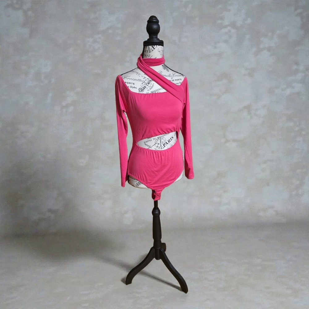 White Birch Pink Cutout Long‎ Sleeve Bodysuit